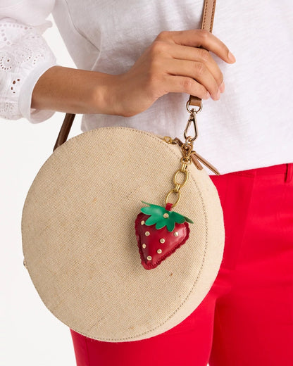 Chico's Faux Leather Strawberry Bag Charm Key Chain