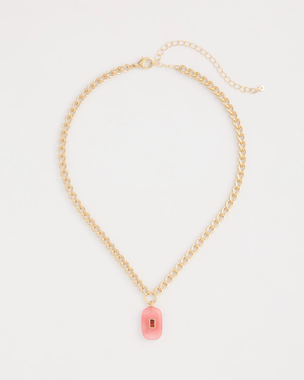 Chico's Coral Agate Short Pendant Necklace