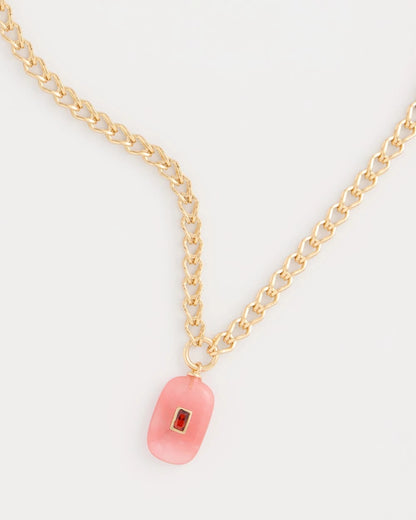 Chico's Coral Agate Short Pendant Necklace