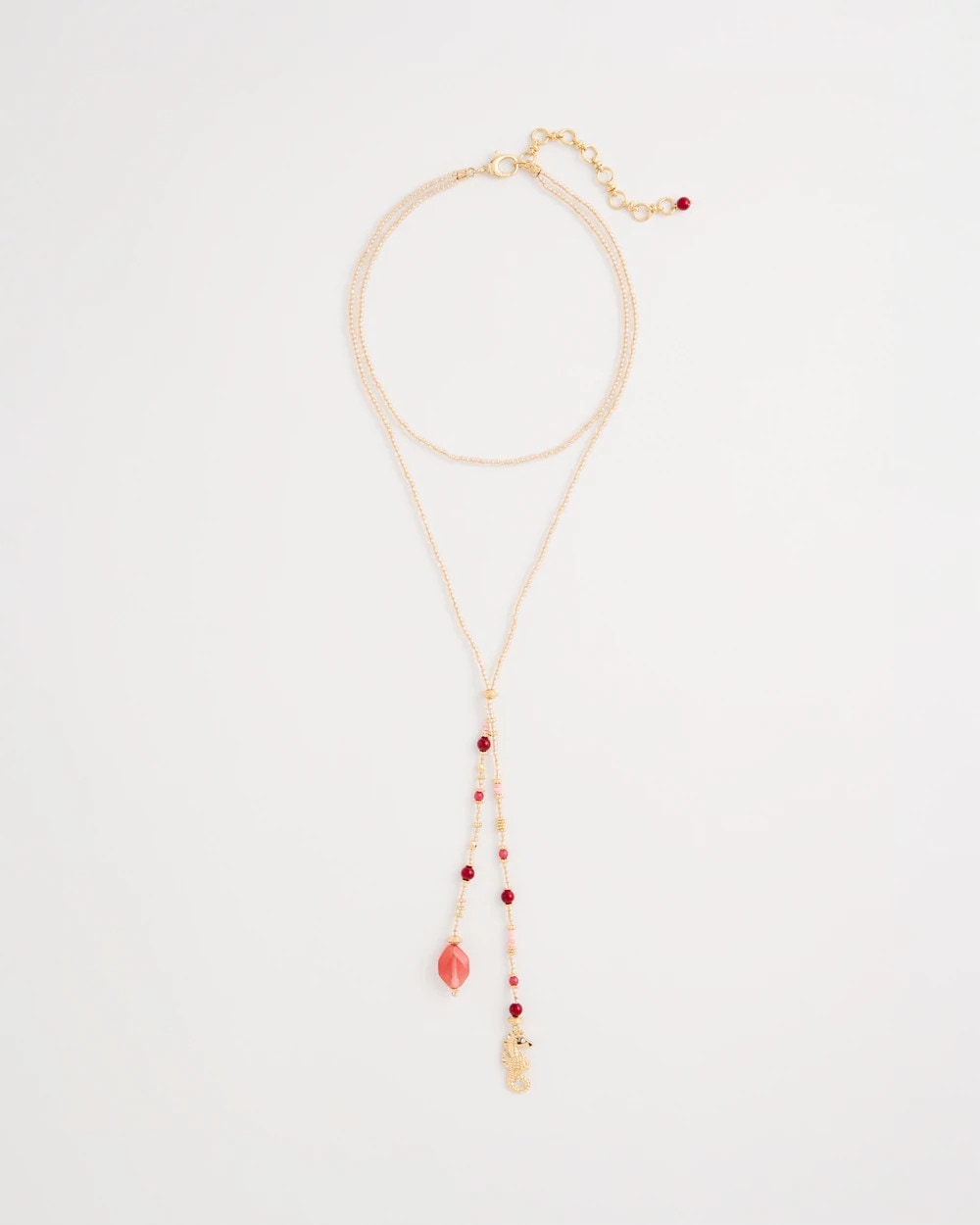 Chico's Coral Genuine Stone Y-Pendant Necklace