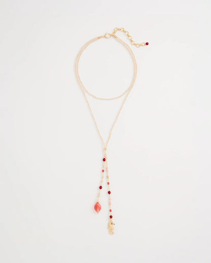 Chico's Coral Genuine Stone Y-Pendant Necklace