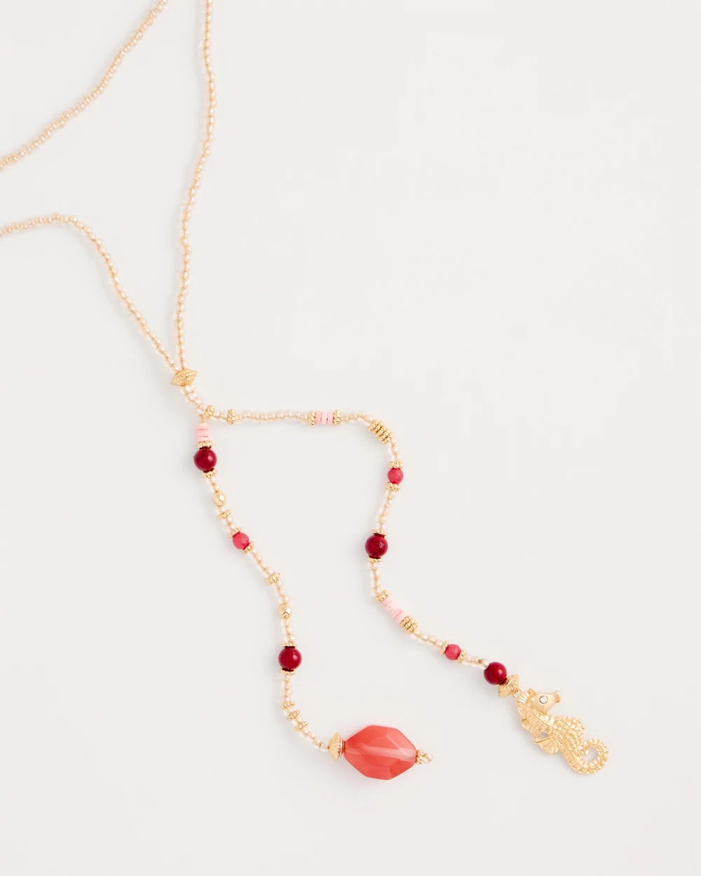 Chico's Coral Genuine Stone Y-Pendant Necklace