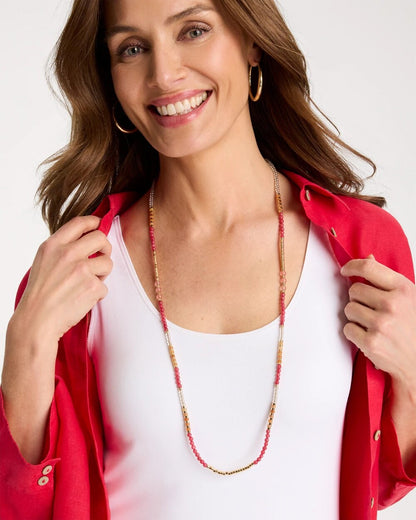 Chico's Coral Genuine Stone Long Necklace