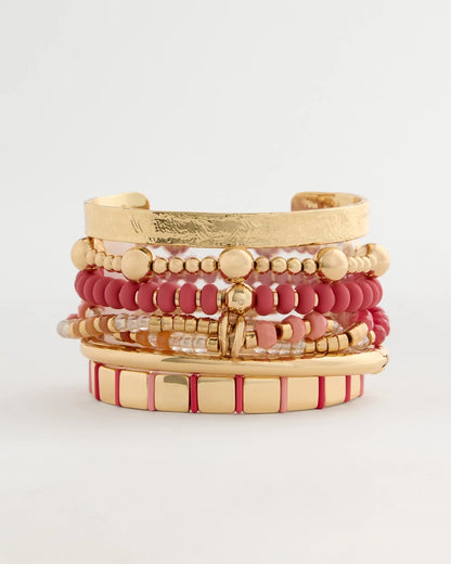 Chico's Coral Inspired Round Stretch Bracelet