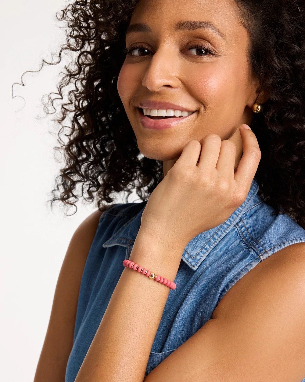 Chico's Coral Inspired Round Stretch Bracelet