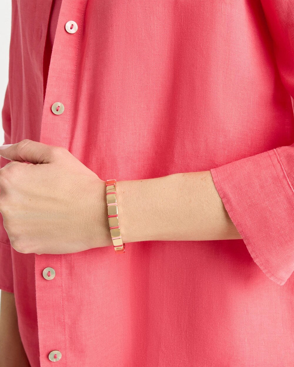 Chico's Glam Goldtone Slice Stretch Bracelet