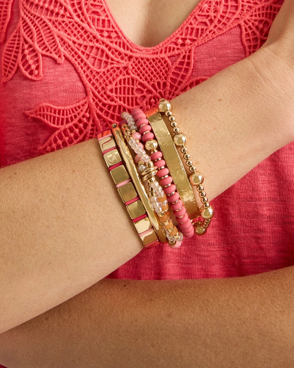 Chico's Glam Goldtone Slice Stretch Bracelet