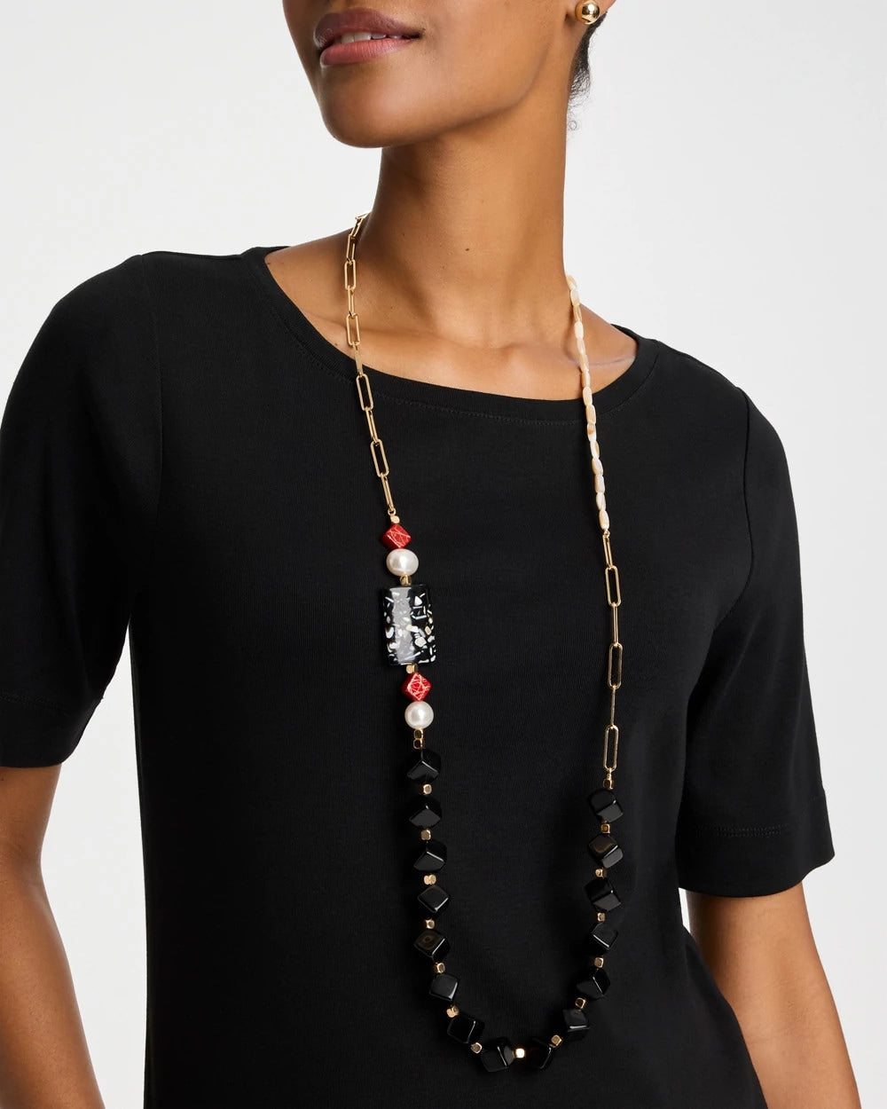 Chico's Asymmetrical Long Single-Strand Necklace