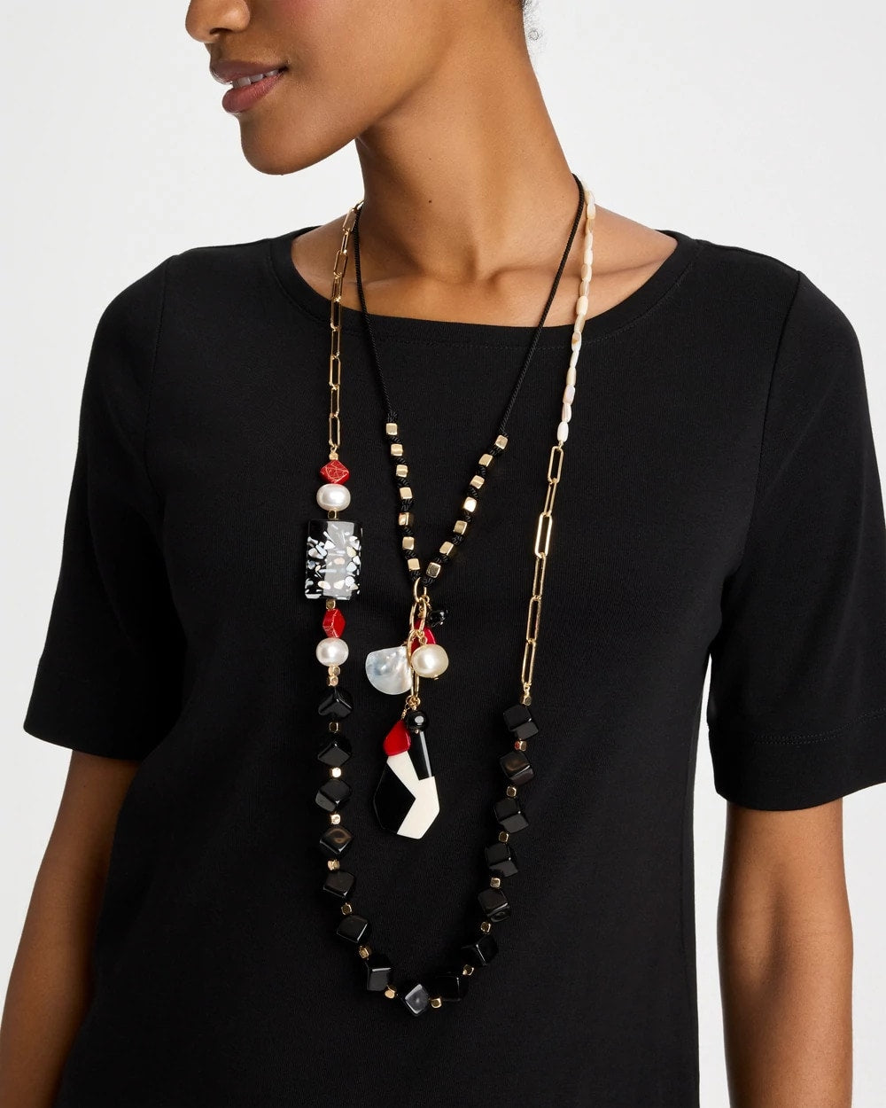 Chico's Asymmetrical Long Single-Strand Necklace
