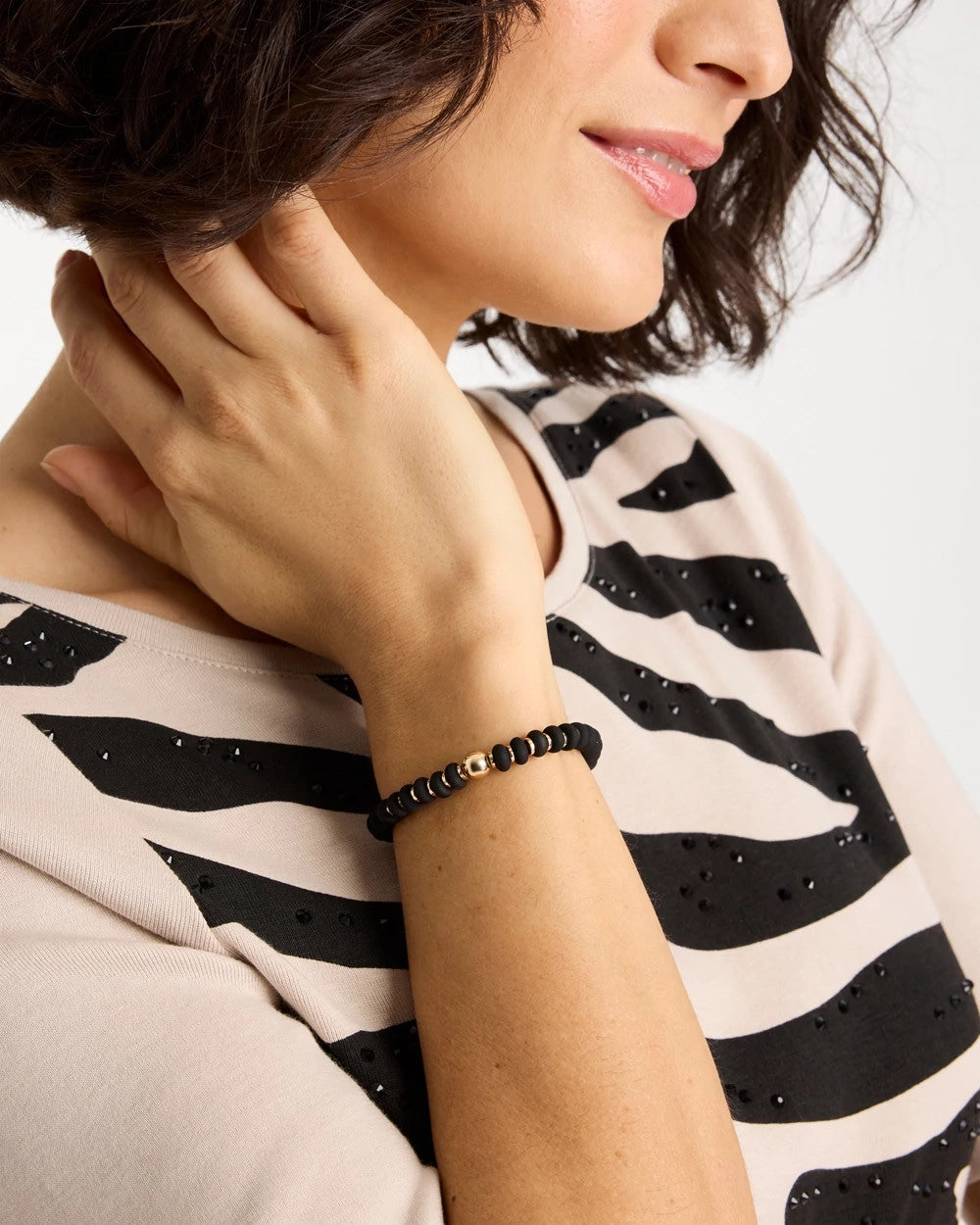 Chico's Black Round Stretch Bracelet