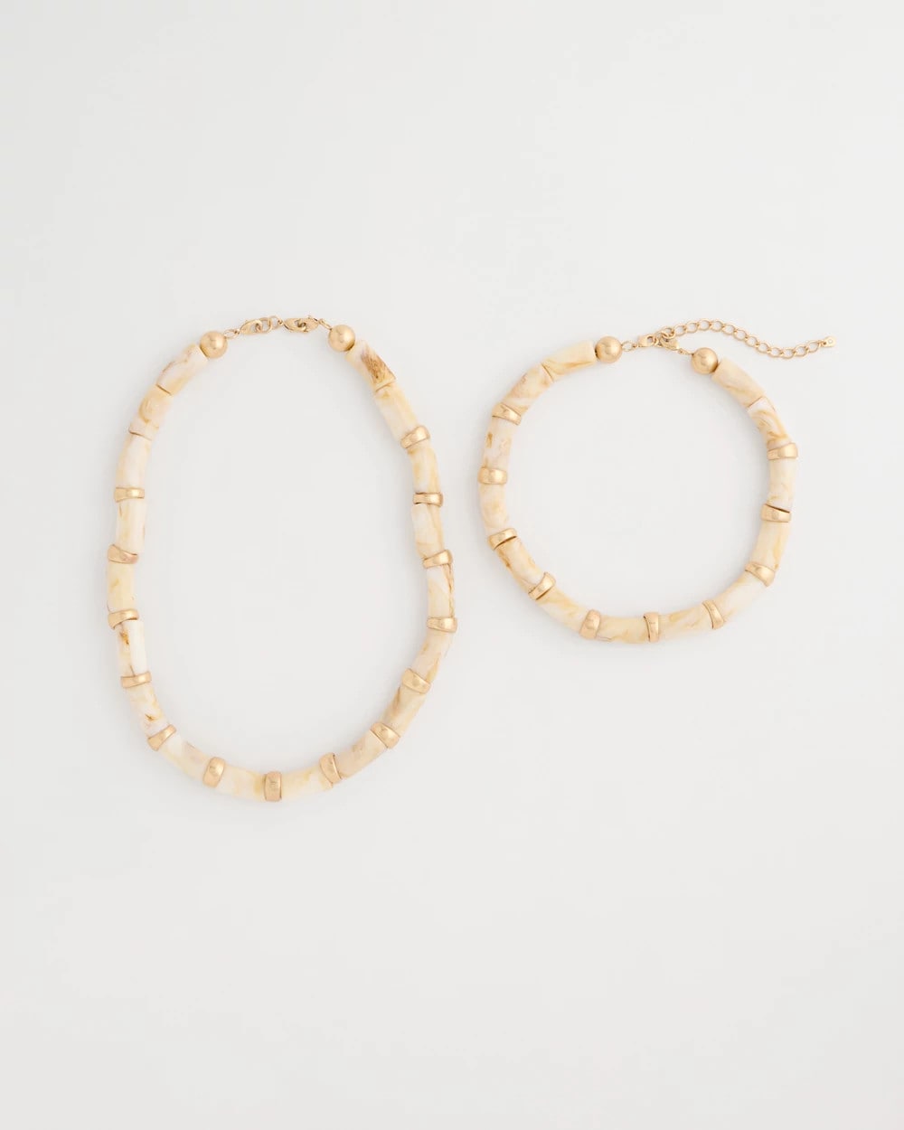 Chico's White Beaded Double-Strand Necklace