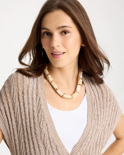 Chico's White Beaded Double-Strand Necklace