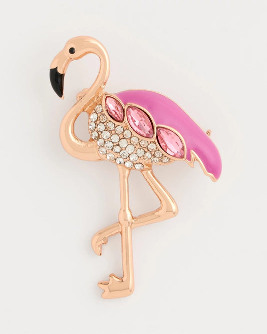 Chico's Faux Pink Diamond Flamingo Brooch