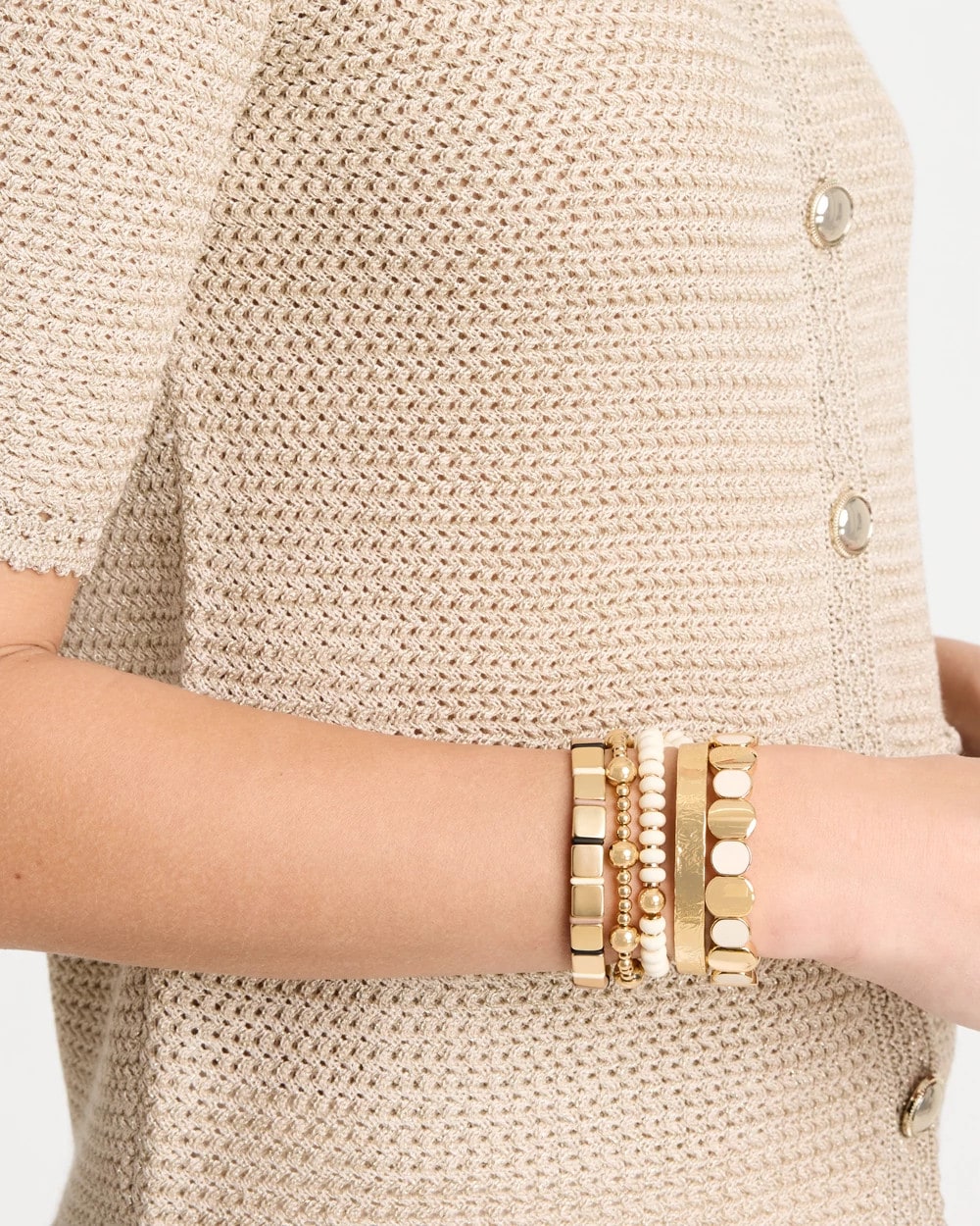 Chico's White Resin Glam Stretch Bracelet