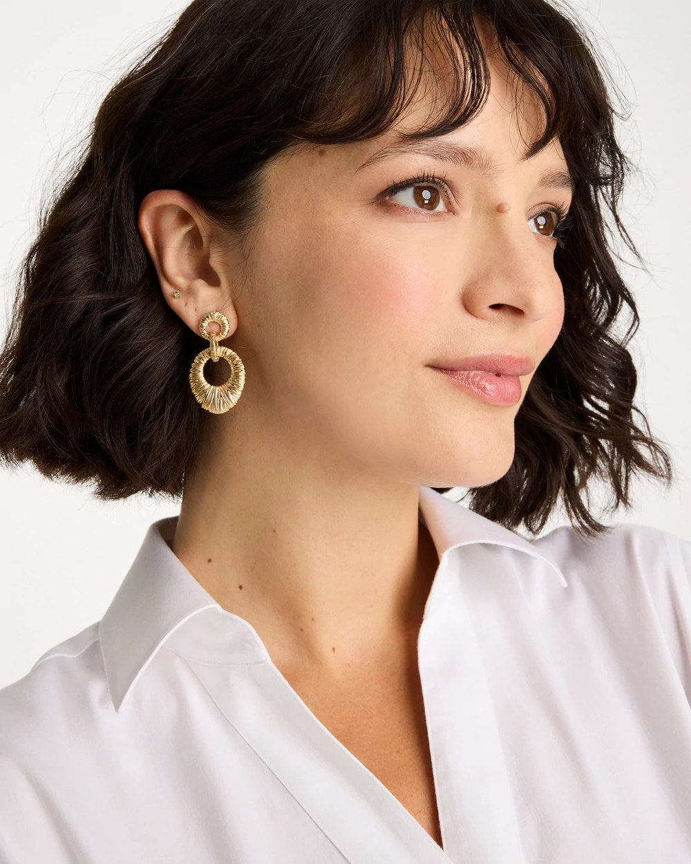 Chico's Crinkle Goldtone Doorknocker Earrings