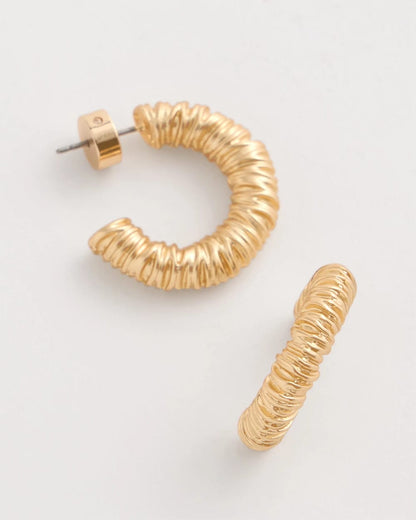 Chico's Crinkle Goldtone Hoop Earrings