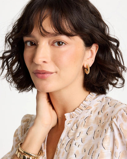 Chico's Crinkle Goldtone Hoop Earrings