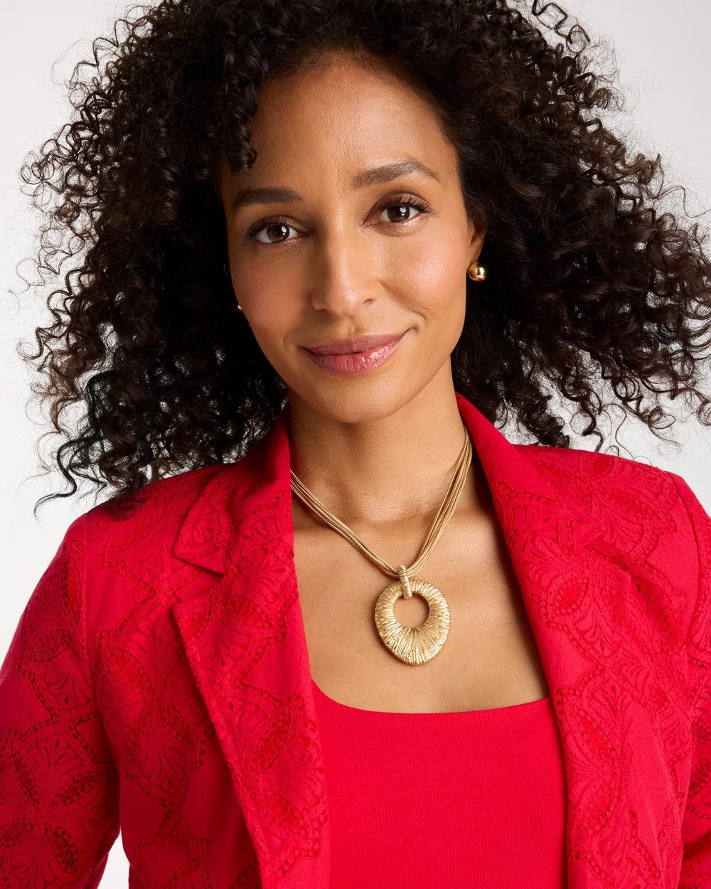 Chico's Crinkle Goldtone Pendant Necklace
