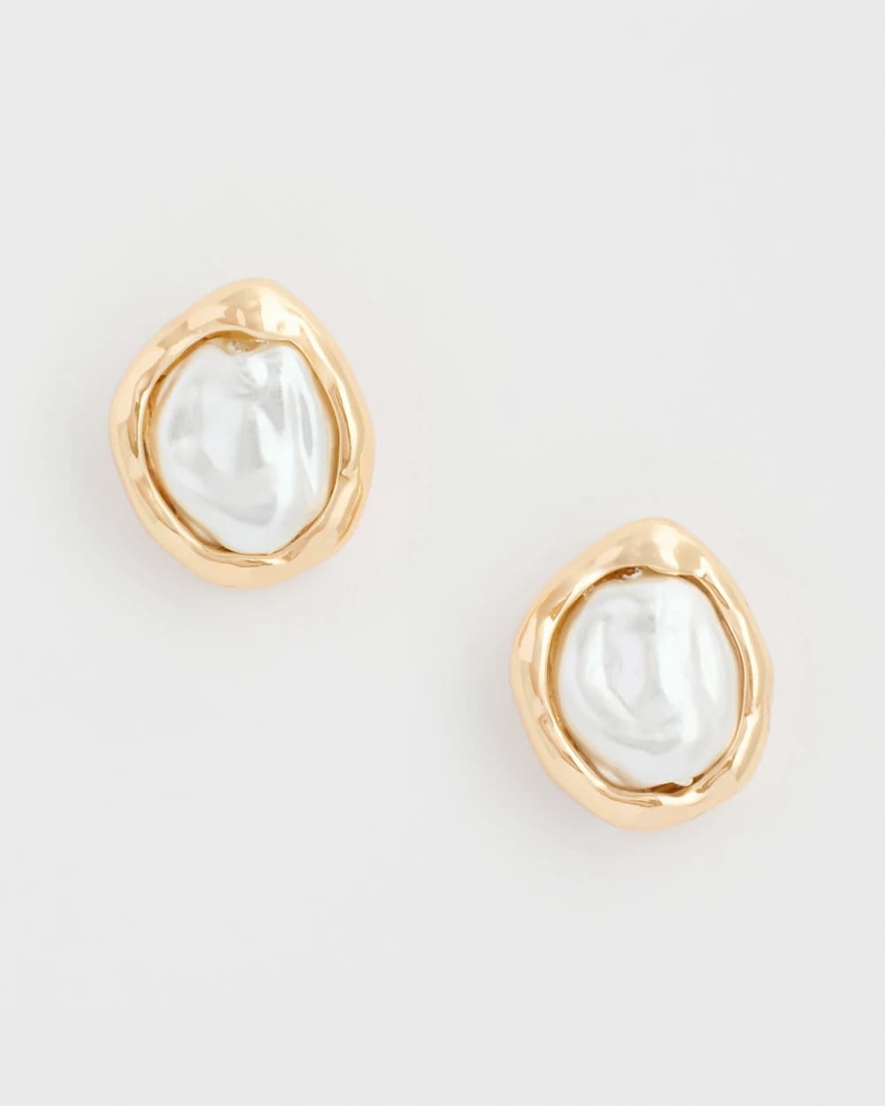 Chico's Pearlescent Golden Rimmed Stud Earrings