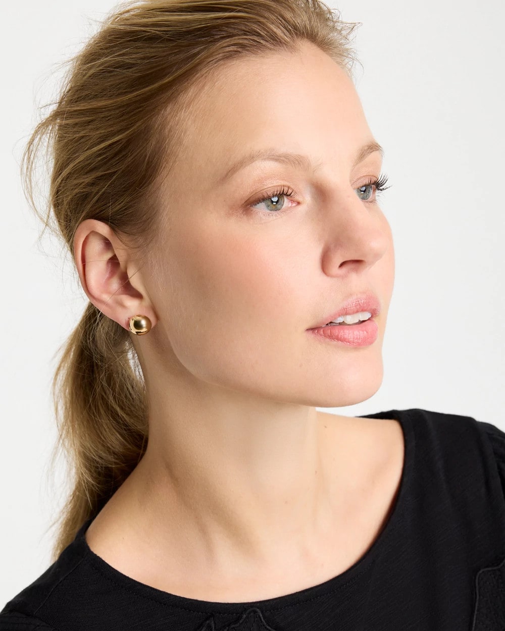 Chico's Mini Goldtone Sphere Stud Earrings