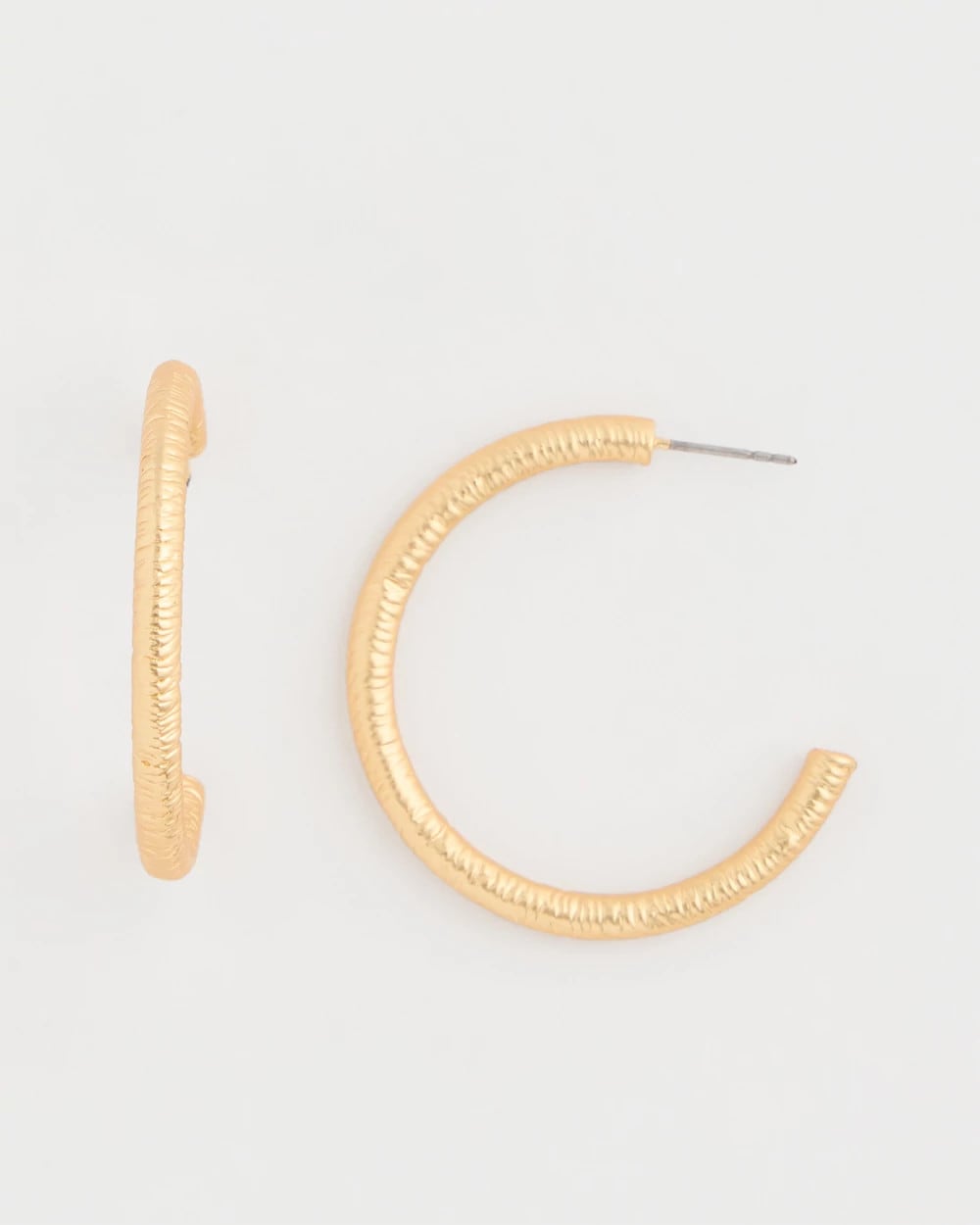 Chico's Goldtone Textured Hoop Earrings