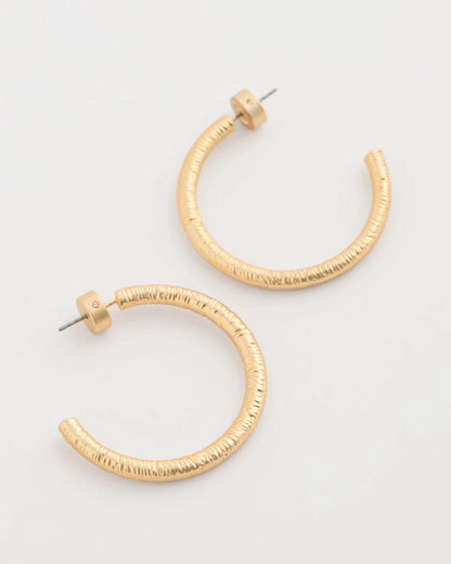 Chico's Goldtone Textured Hoop Earrings