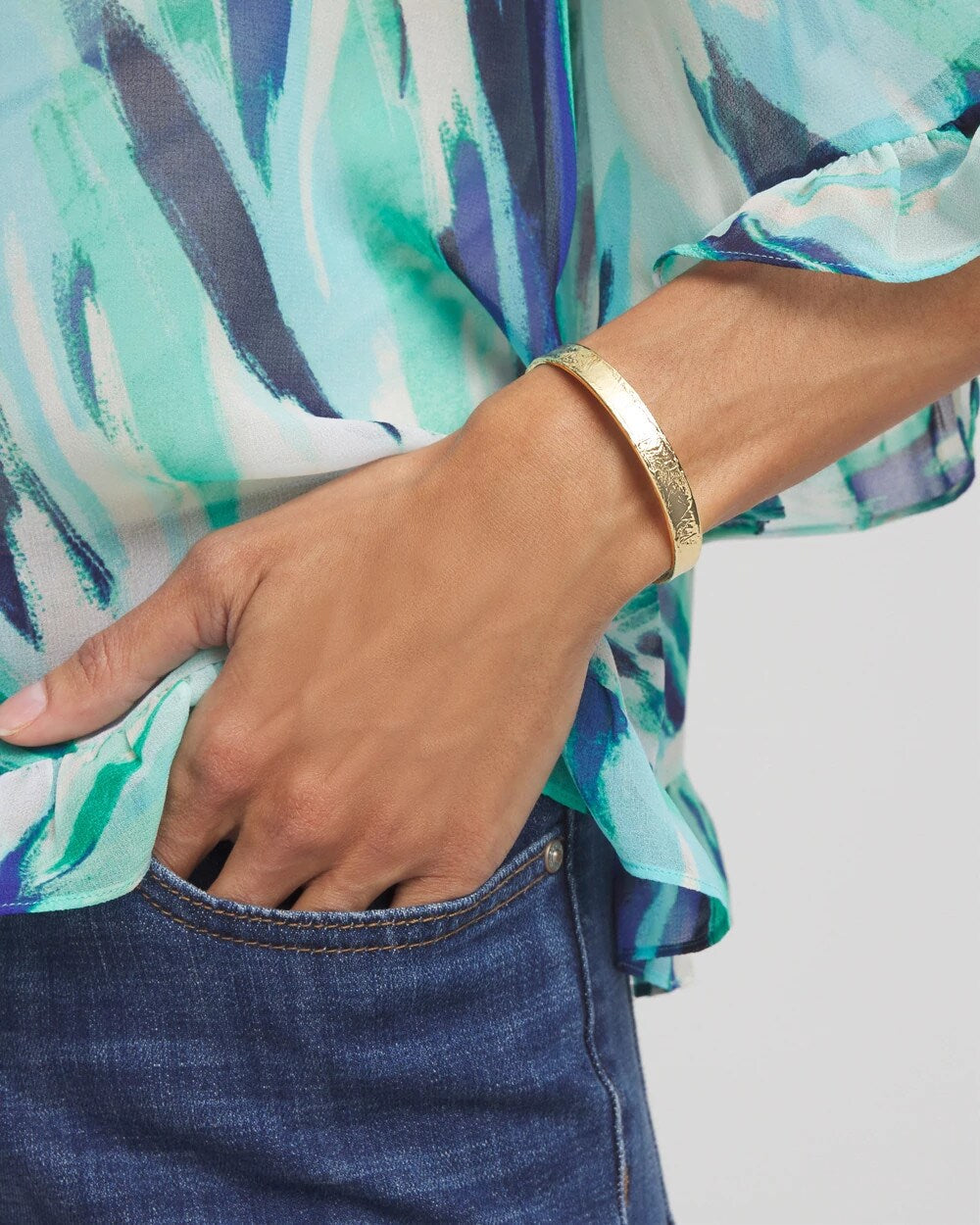 Chico's Goldtone Flexible Cuff Bracelet
