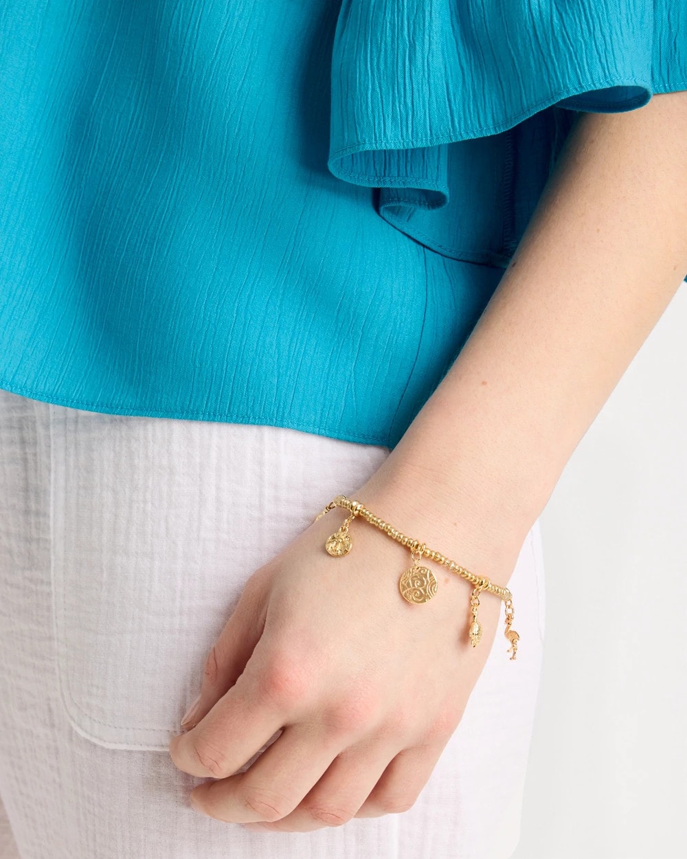 Chico's Goldtone Stretch Charm Bracelet
