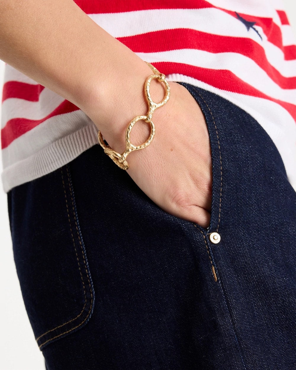 Chico's Goldtone Open Link Toggle Bracelet