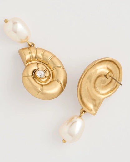 Chico's Goldtone Spiral Shell Earrings