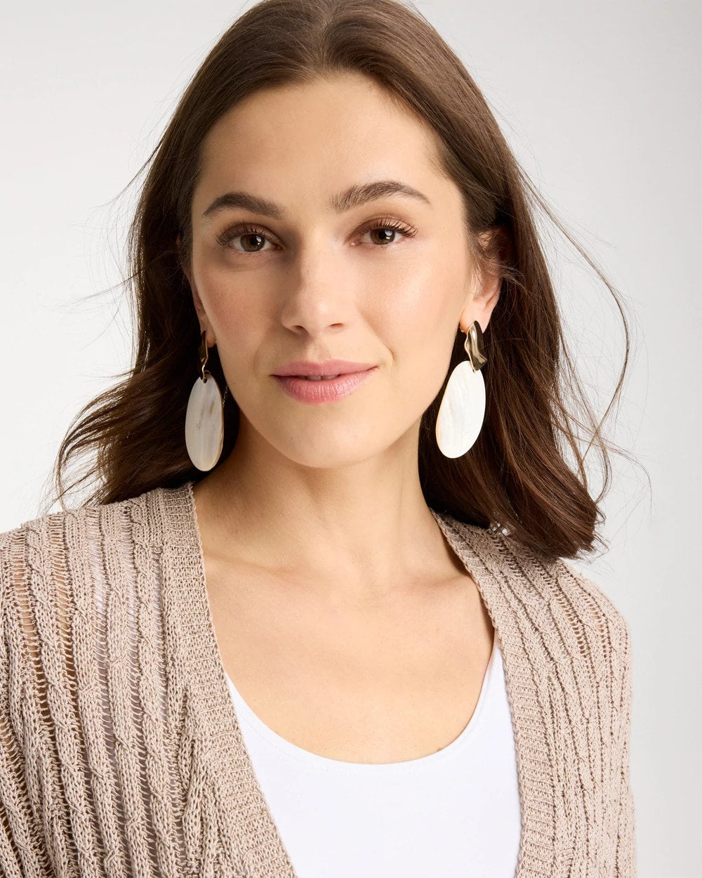 Chico's Shell Oval Drop Earrings