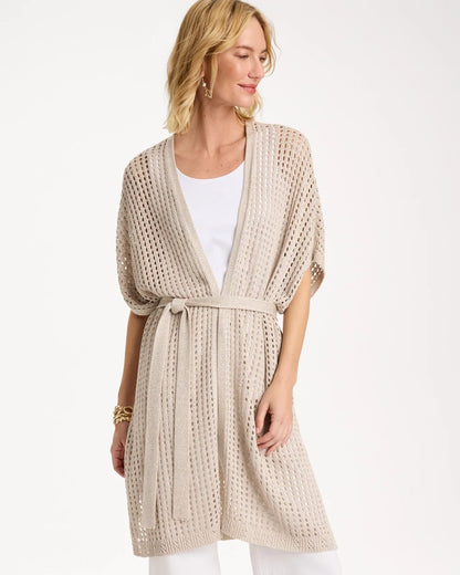 Chico's Crochet Knit Belted Ruana