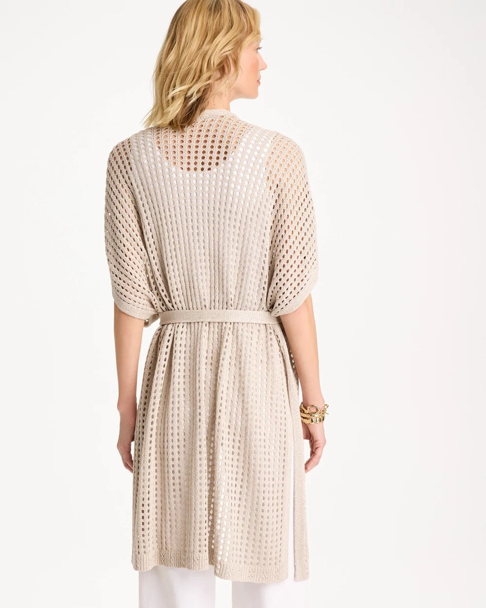 Chico's Crochet Knit Belted Ruana