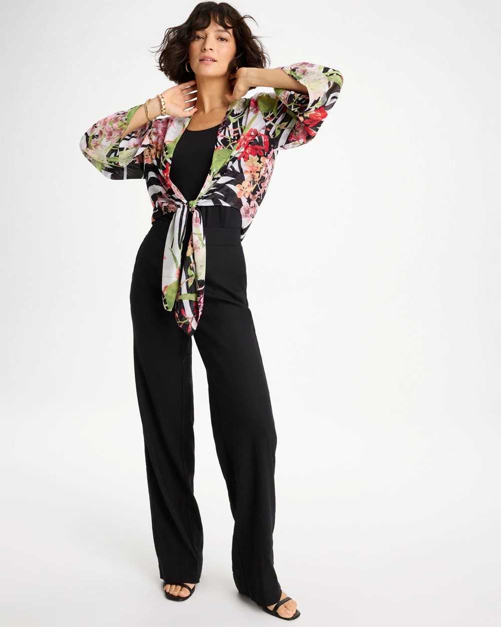 Chico's Georgette Tie-Front Kimono