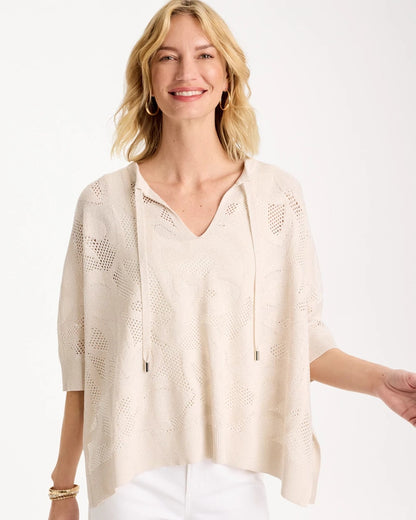 Chico's Crochet Lace Notch Neck Poncho