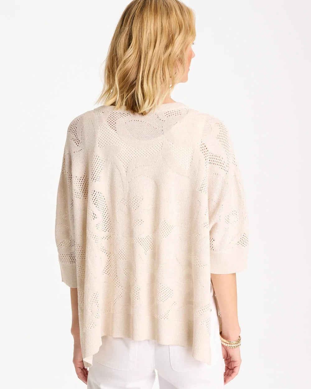 Chico's Crochet Lace Notch Neck Poncho
