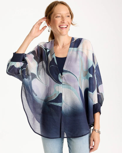 Chico's Woven Printed Cocoon Ruana