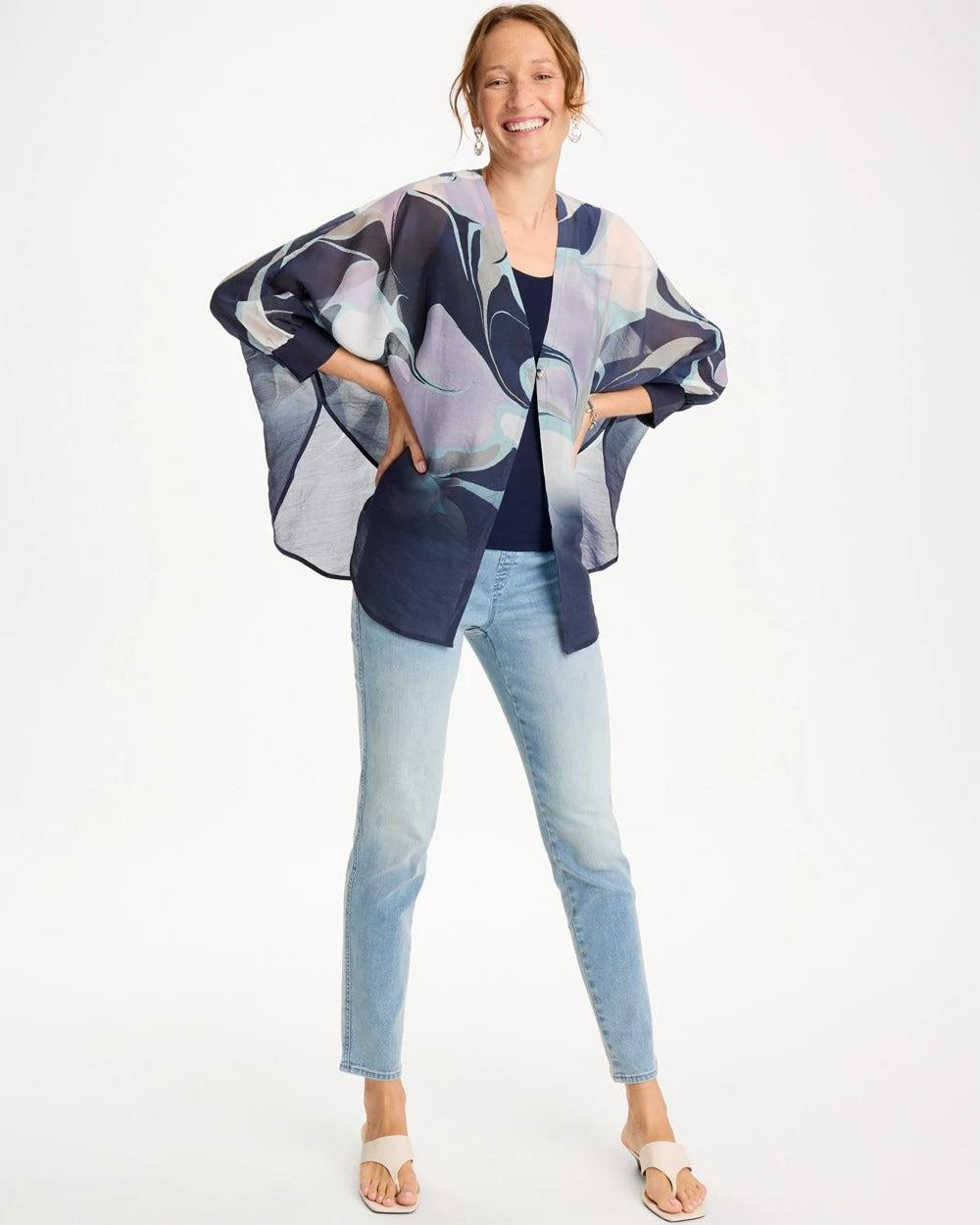 Chico's Woven Printed Cocoon Ruana