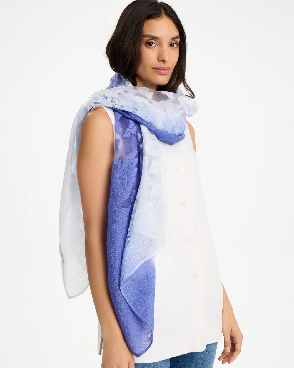 Chico's Ombre Burnout Oblong Scarf