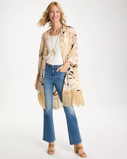 Chico's Woven Long Fringed Kimono