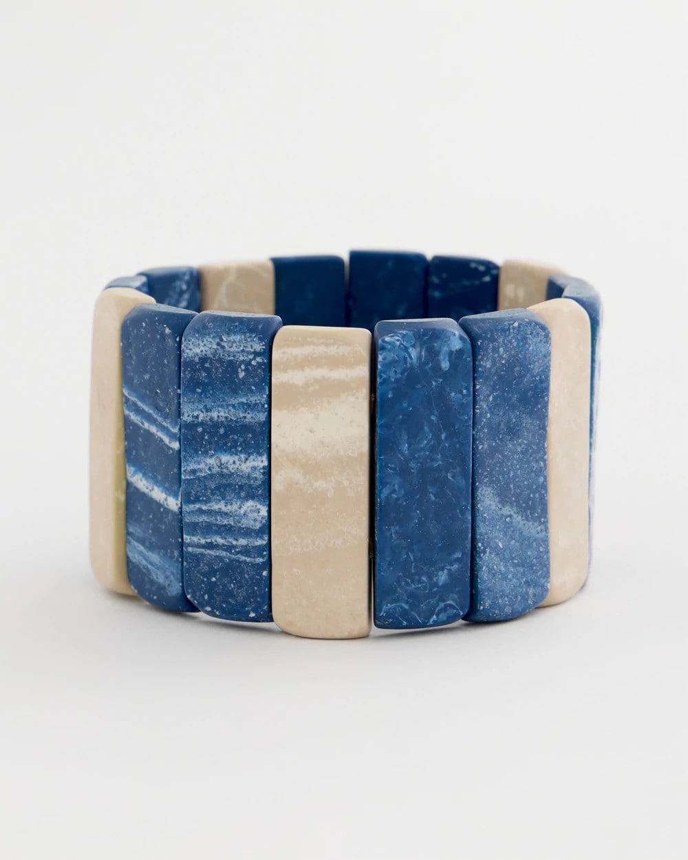Chico's Blue-Neutral Wood Stretch Bracelet