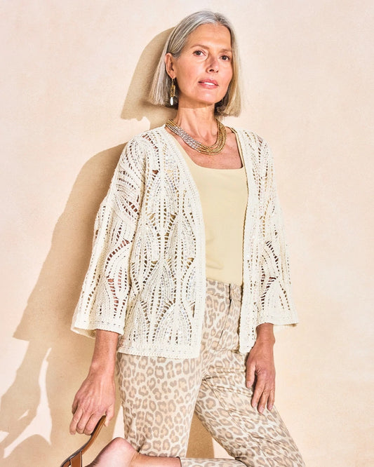 Chico's Cotton Crochet Kimono