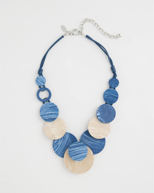 Chico's Chico's Originals Blue Neutral Wood Bib Necklace