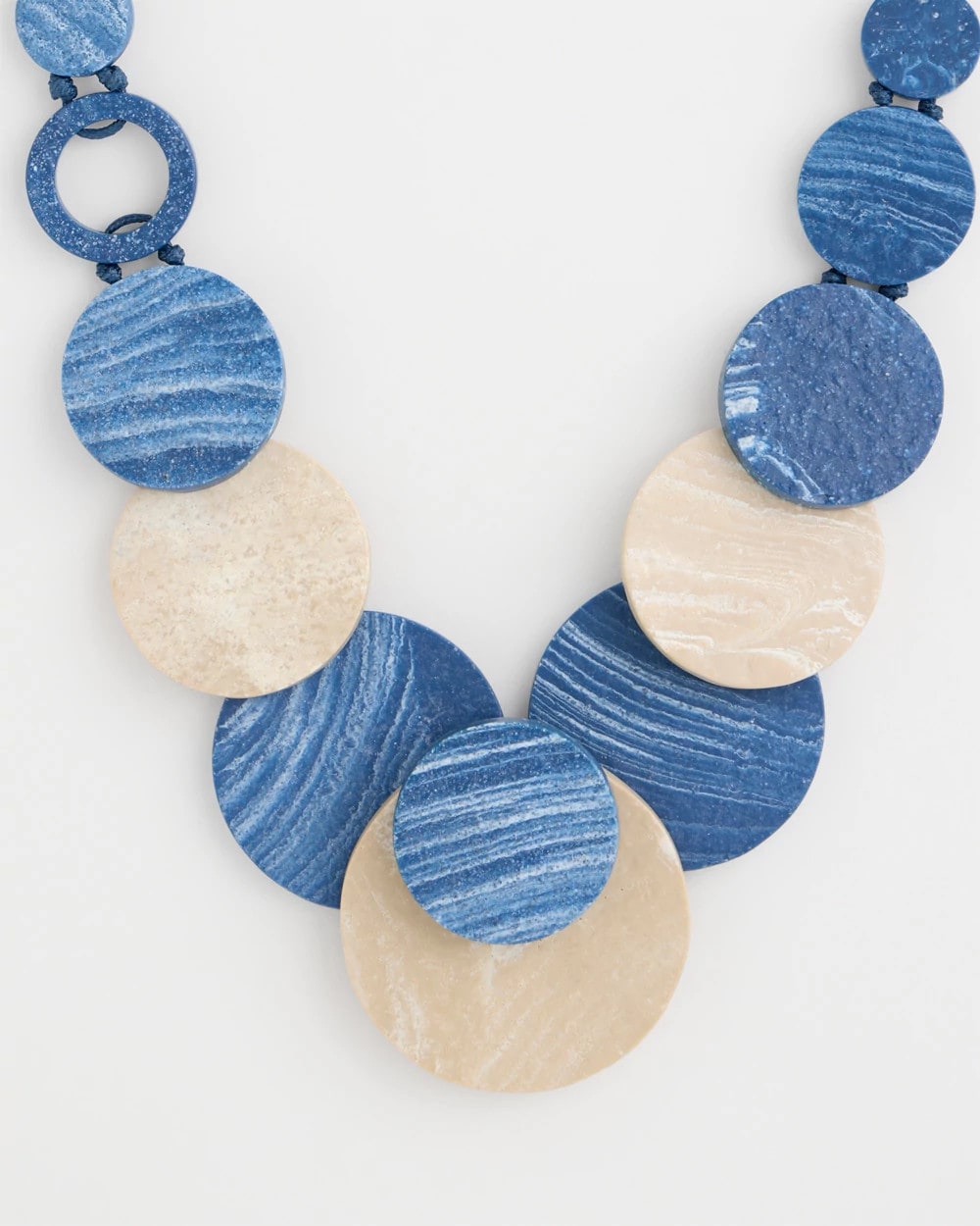 Chico's Chico's Originals Blue Neutral Wood Bib Necklace