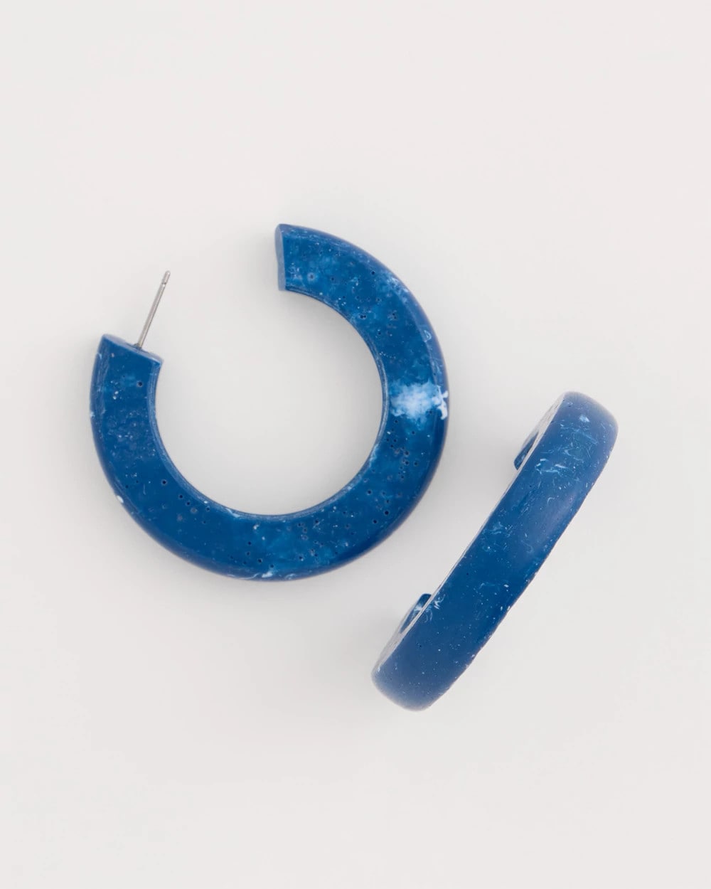 Chico's Blue-Neutral Wood Hoop Earrings