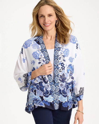 Chico's Woven Faux Silk Printed Kimono