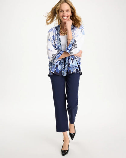 Chico's Woven Faux Silk Printed Kimono