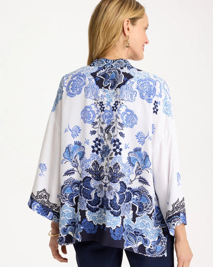 Chico's Woven Faux Silk Printed Kimono