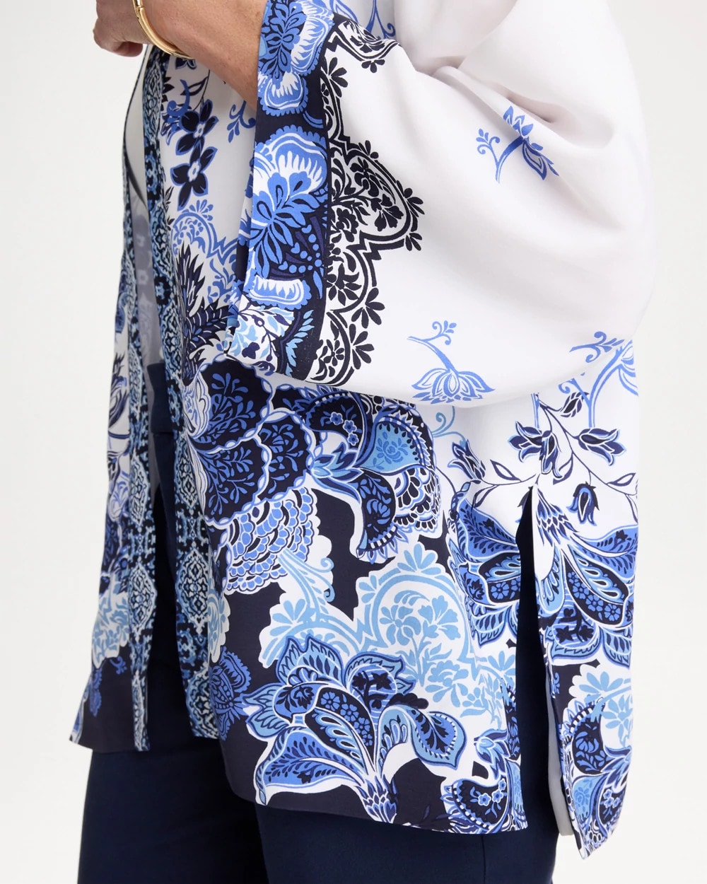 Chico's Woven Faux Silk Printed Kimono