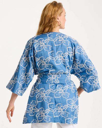 Chico's Woven Embroidered Belted Kimono